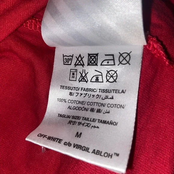 Off white c/o Virgil Abloh Brushed Diagonal Red T Shirt Over sized M AUTHENTIC - Picture 4 of 6